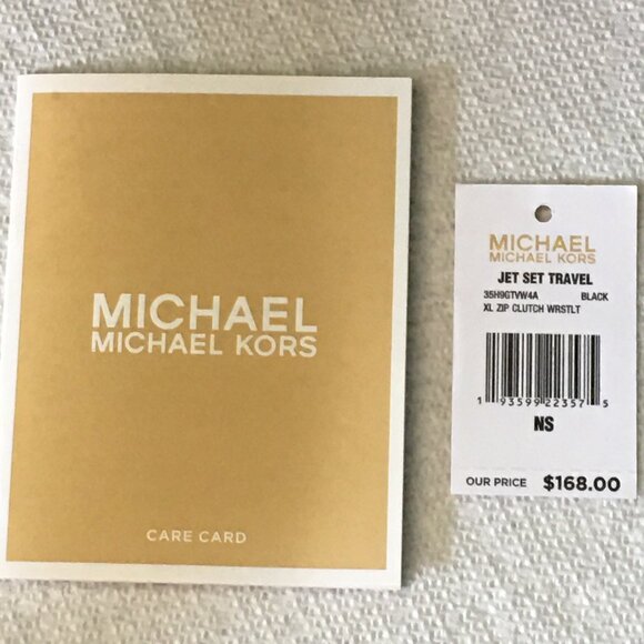 NWT Michael Kors Black Metallic XL Zip Clutch Wristlet - Picture 4 of 4